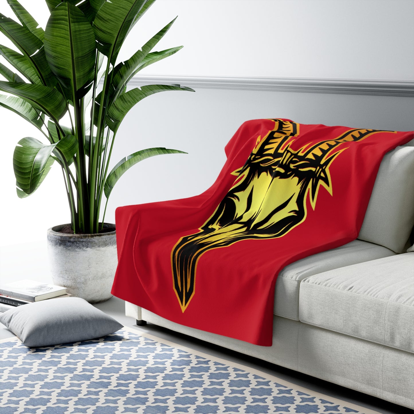 Butchers Sherpa Fleece Blanket - Dark Red