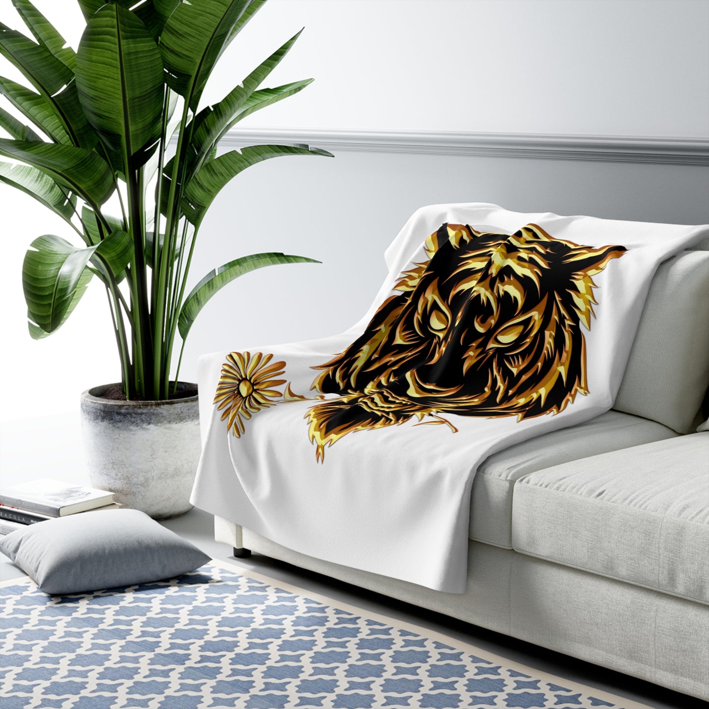 Beasts Sherpa Fleece Blanket - White