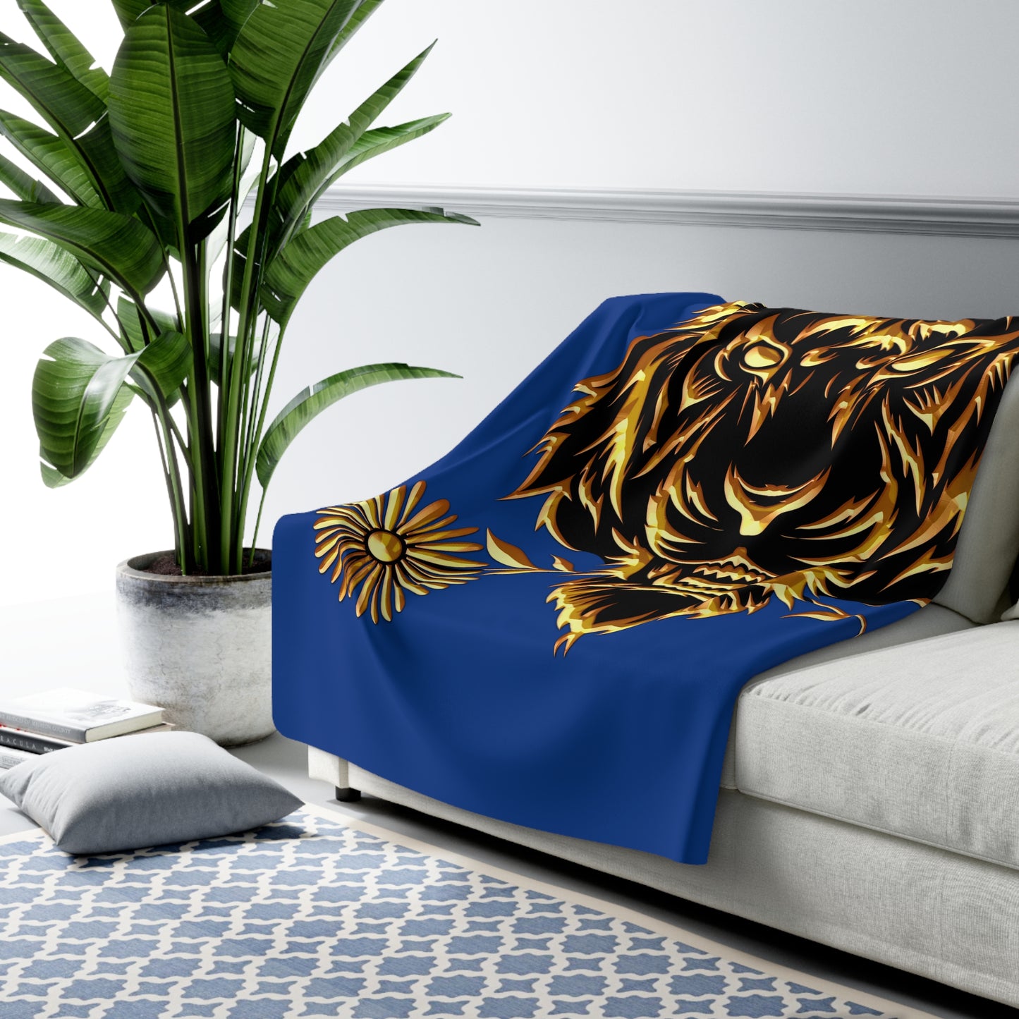 Beasts Sherpa Fleece Blanket - Dark Blue