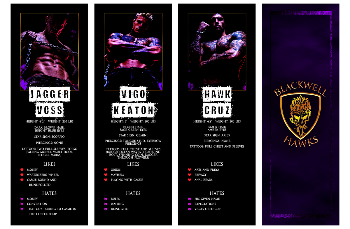 Hawks Bookmarks Set of 3: Jagger, Vigo, and Hawk