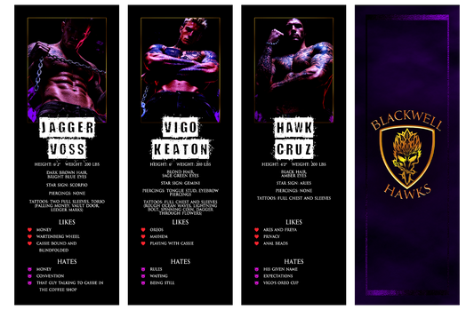 Hawks Bookmarks Set of 3: Jagger, Vigo, and Hawk
