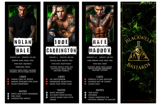 Bastards Bookmarks Set of 3: Nolan, Jude, and Rafe